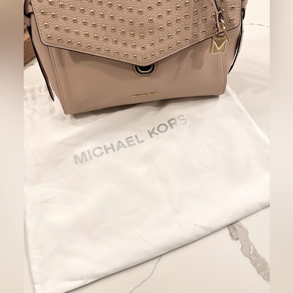 🆕 NWT Michael Kors Bristol Satchel Bag with studs • Soft Nude Pink - Picture 15 of 16